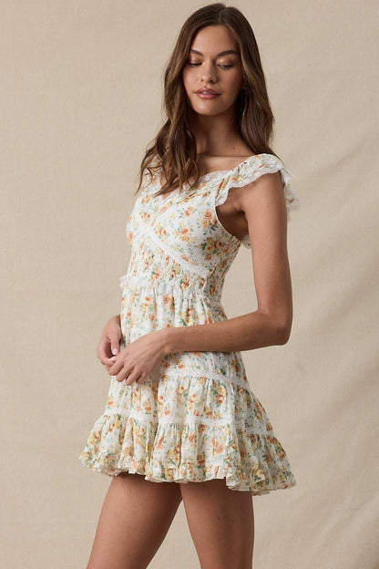 Honeyblossom Floral Tiered Mini Dress