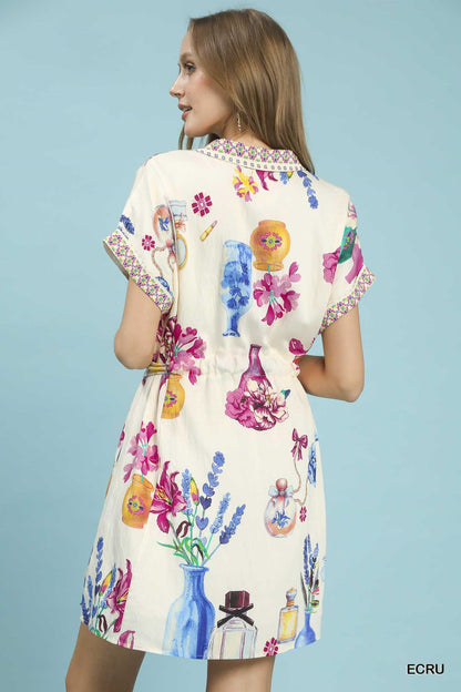 Margot Floral Mini Dress with Belt