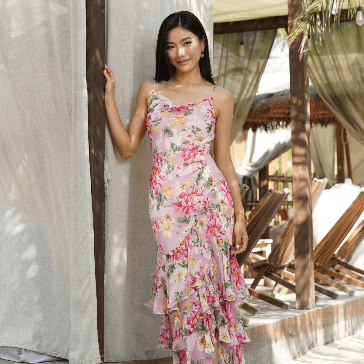 Carmine Silk Maxi Dress