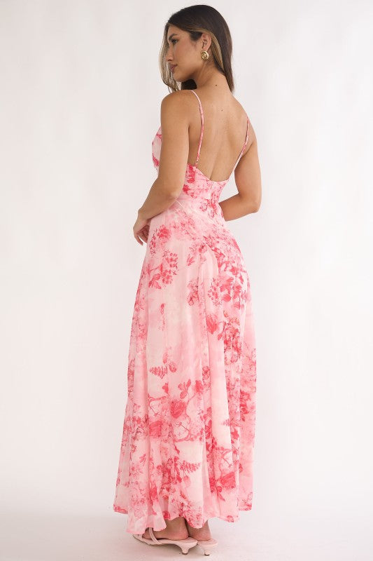 Sasha Floral Open-Back Maxi Dress in Blush