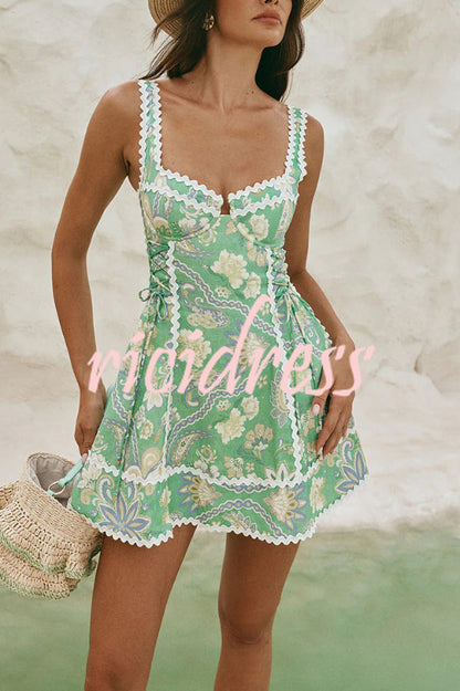 Margot Printed Mini Dress with Serrated Trim