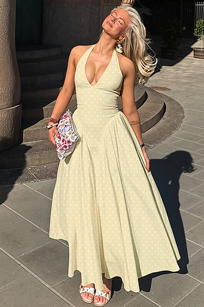Margot Polka Dot Halter Maxi Dress