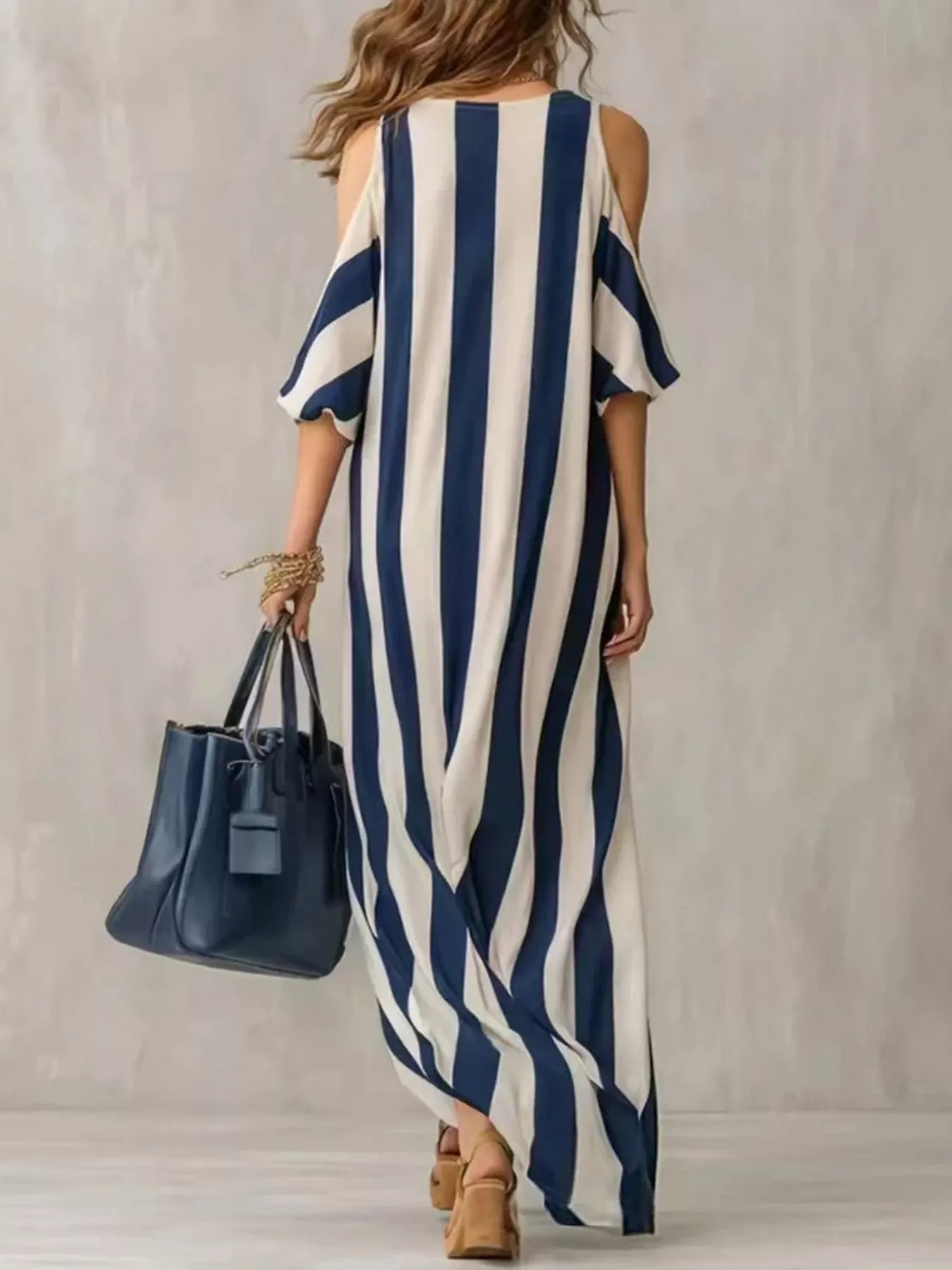 Isadora Striped Cold Shoulder Maxi Dress