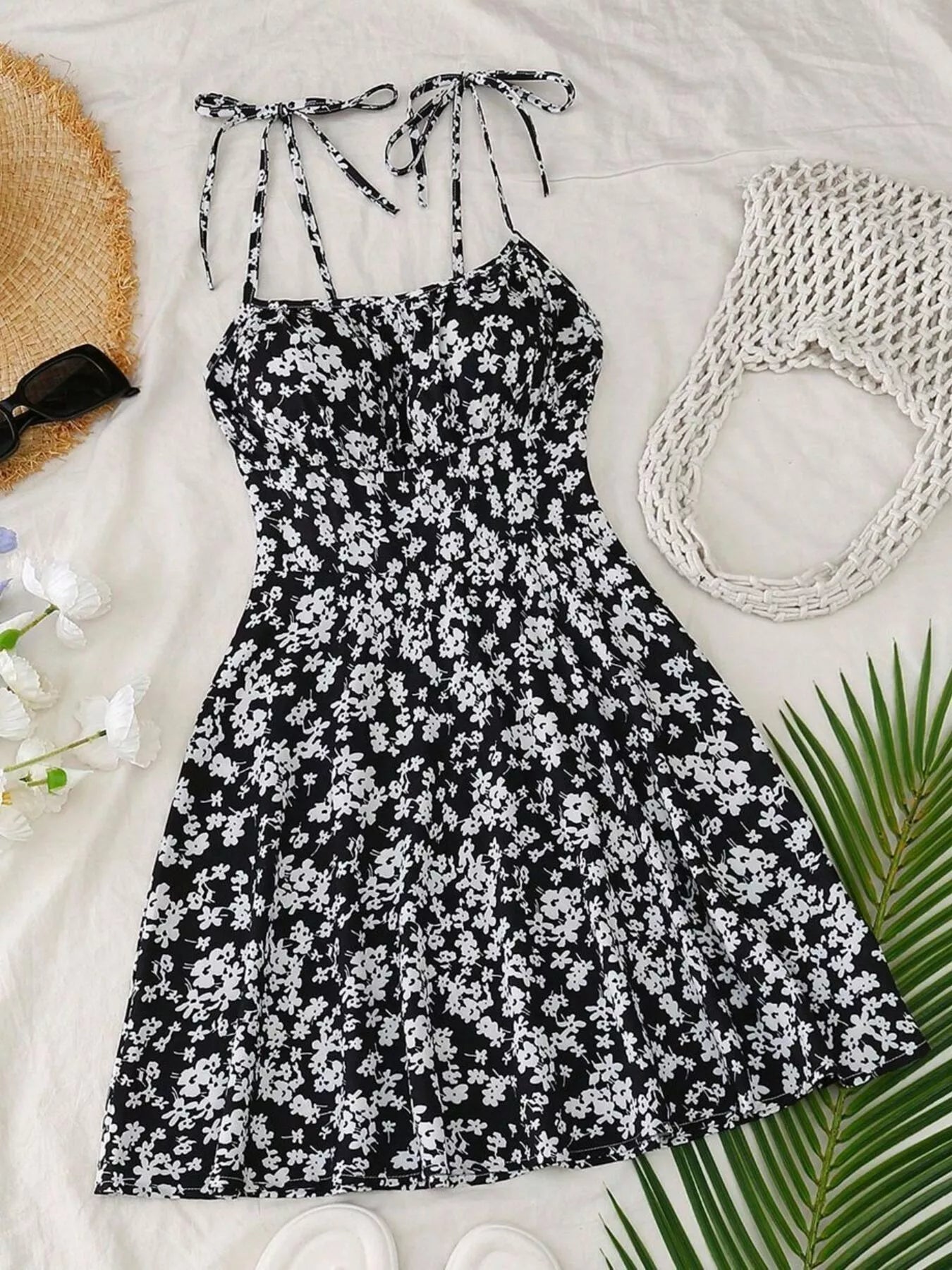 Margot Floral Tie-Strap Mini Dress