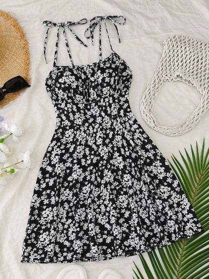 Margot Floral Tie-Strap Mini Dress