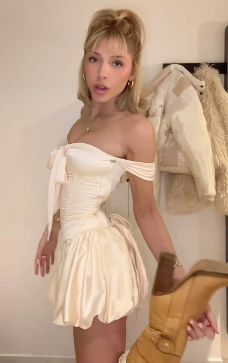 Isabelle Off-Shoulder Satin A-Line Dress