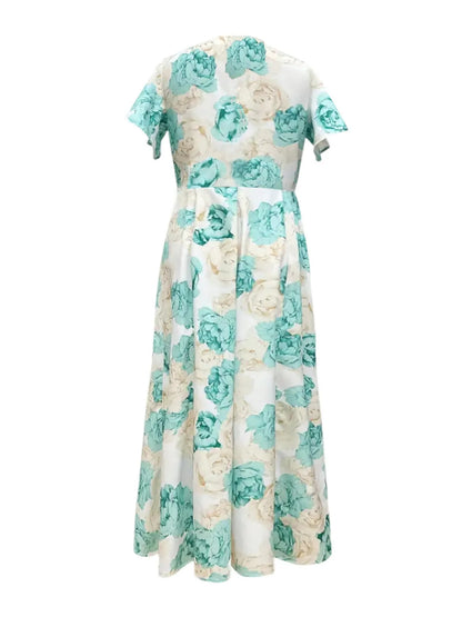 Violet Floral Maxi Dress with Flutter Sleeves