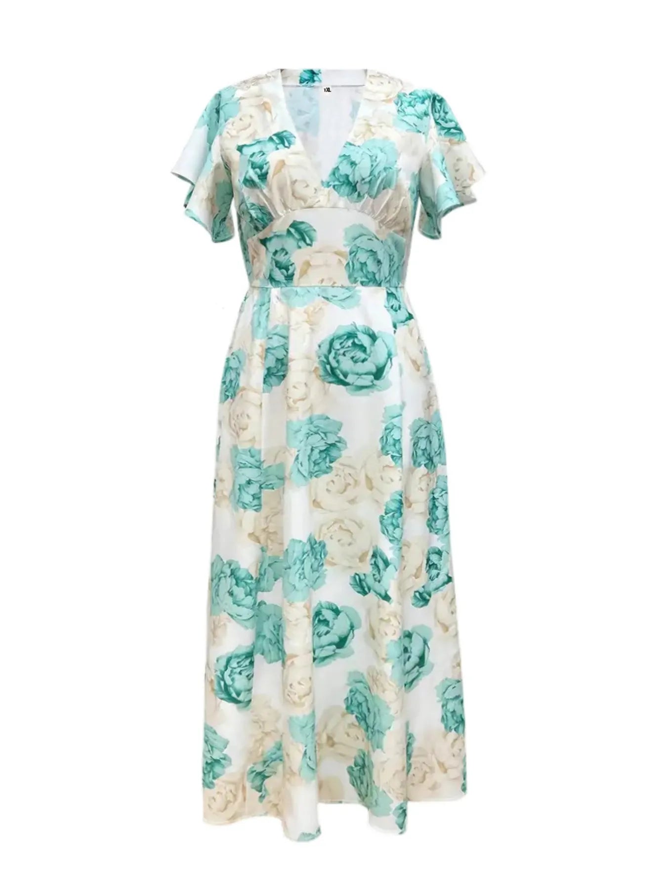 Violet Floral Maxi Dress with Flutter Sleeves