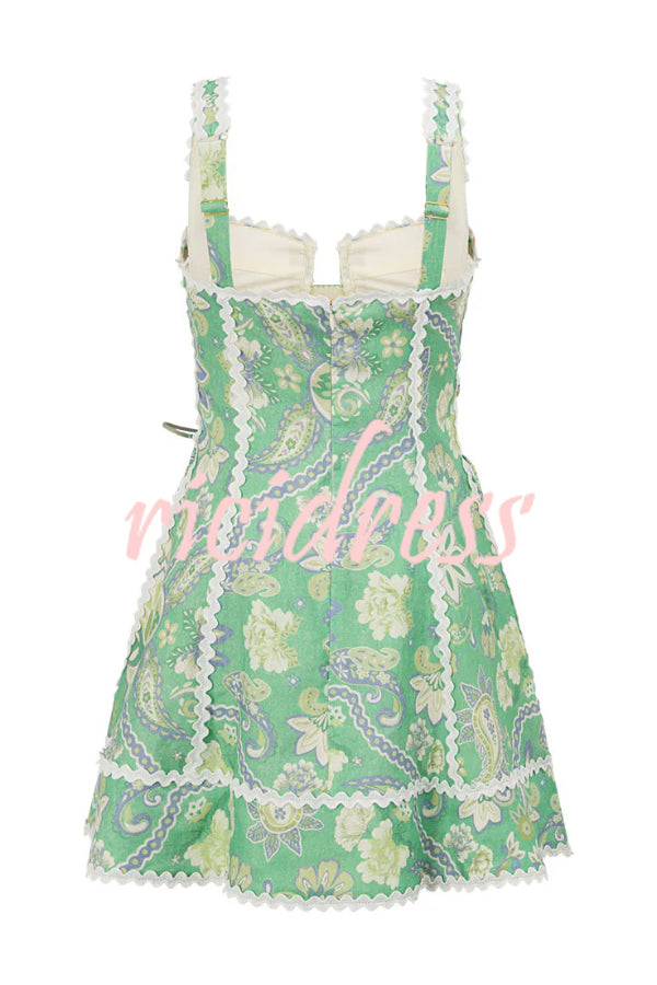 Margot Printed Mini Dress with Serrated Trim