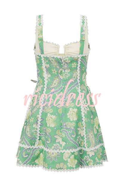 Margot Printed Mini Dress with Serrated Trim