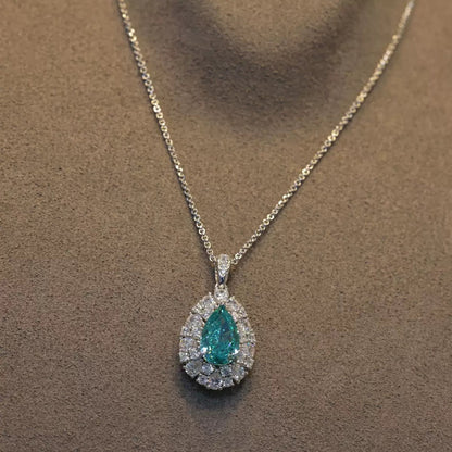 6.2ct Drop Shaped Paraiba-Inspired Necklace