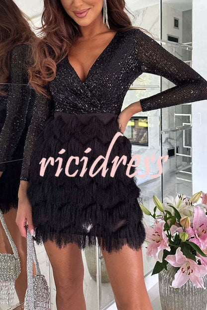 Vivienne Sequin Fringe Mini Dress