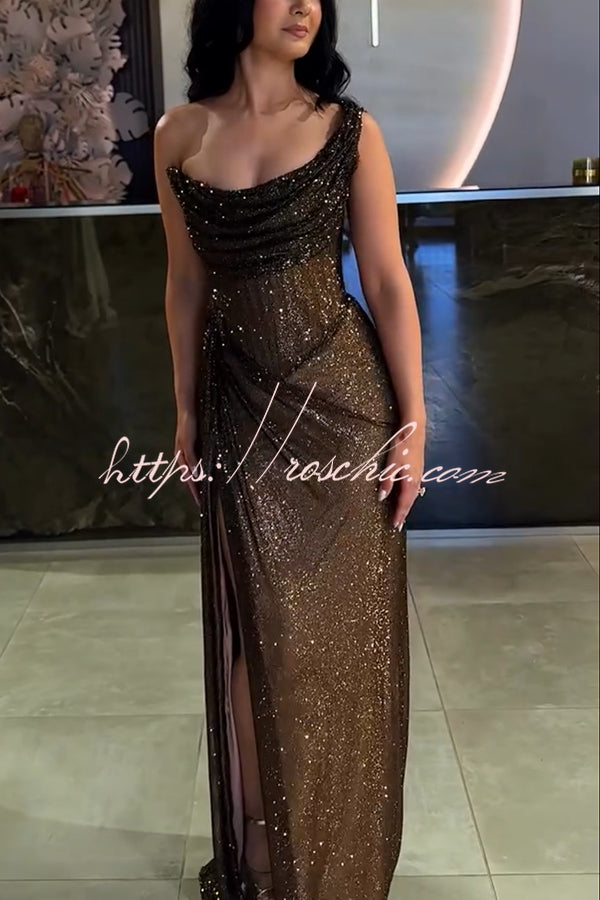 Vivienne Glitter One-Shoulder Maxi Dress