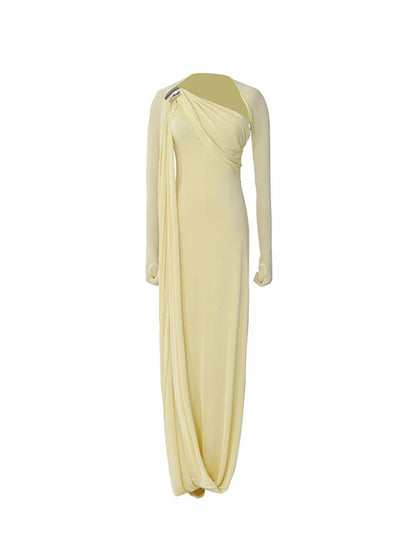 Isabelle One-Shoulder Draped Maxi Dress