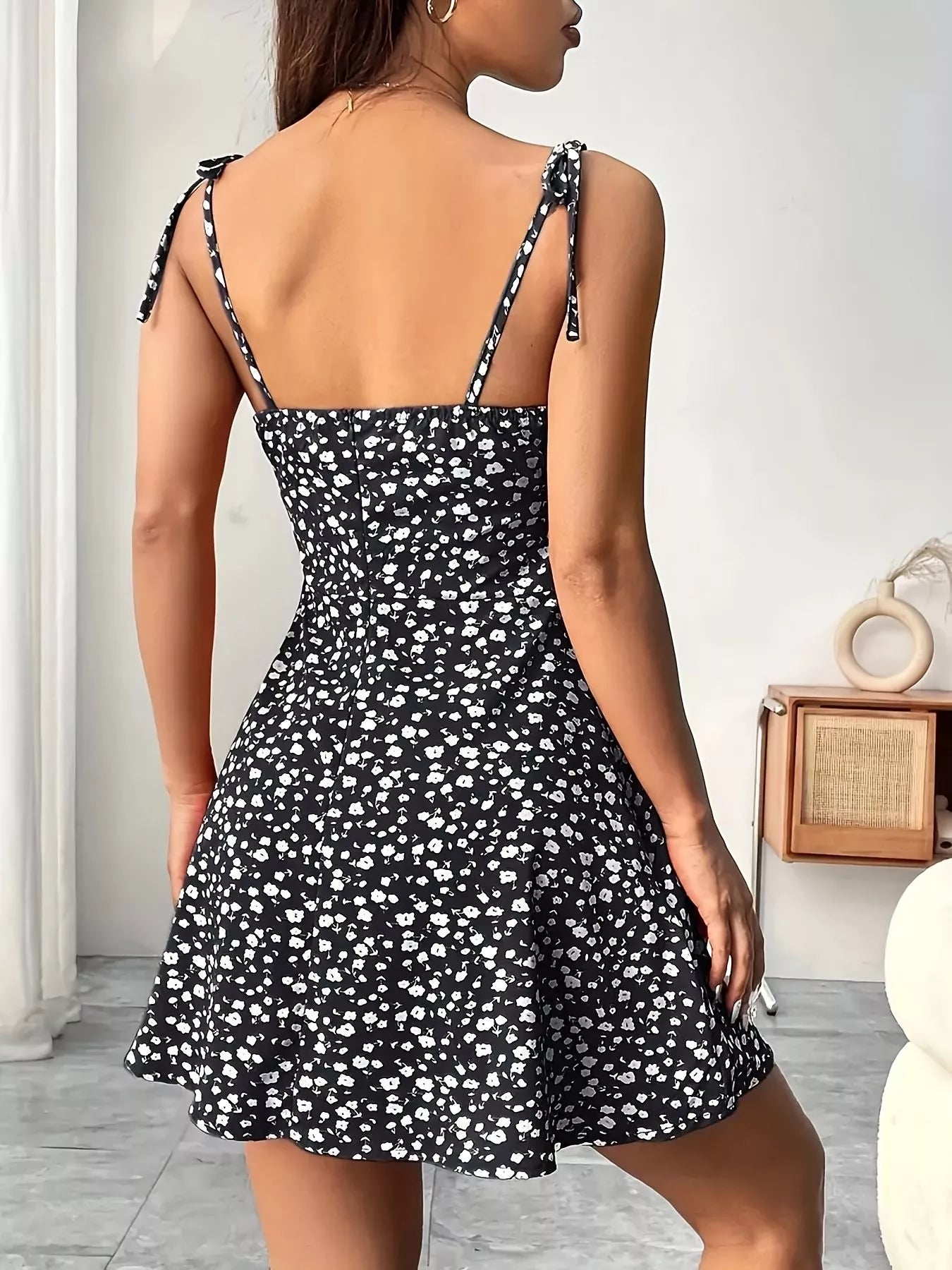 Margot Floral Tie-Strap Mini Dress