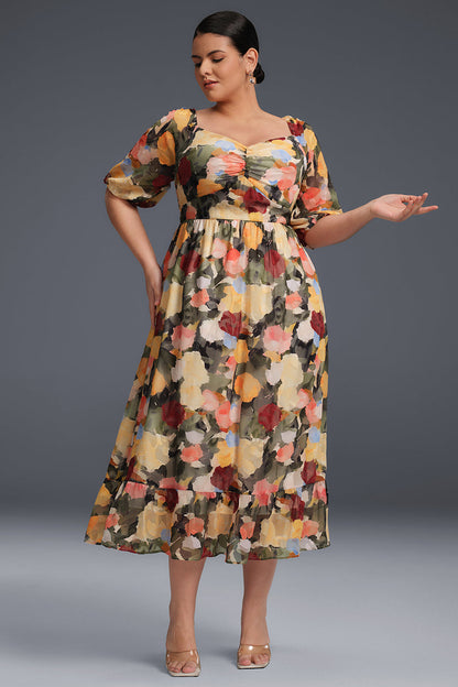 Valentina Draped Collar Floral Maxi Dress