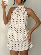 Violet Polka Dot Halter Mini Dress