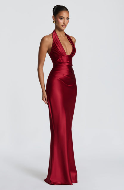 Elowen Cherry Lacquer Maxi Dress