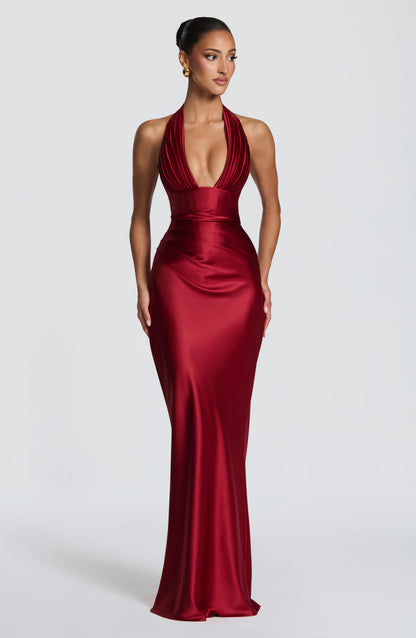 Elowen Cherry Lacquer Maxi Dress