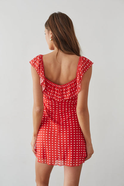 Enid Ruffle Sweetheart Mini Dress