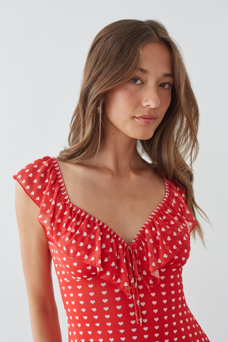 Enid Ruffle Sweetheart Mini Dress