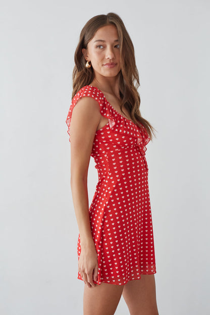 Enid Ruffle Sweetheart Mini Dress