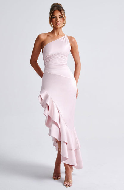 Esmeraya Silk Maxi Dress in Blush