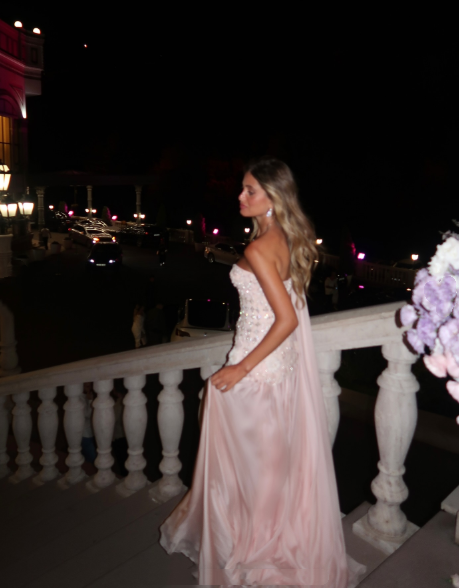 Valentina Beaded Chiffon One-Shoulder Gown