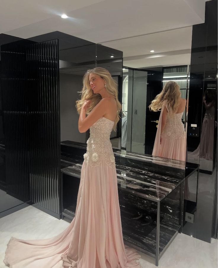 Valentina Beaded Chiffon One-Shoulder Gown