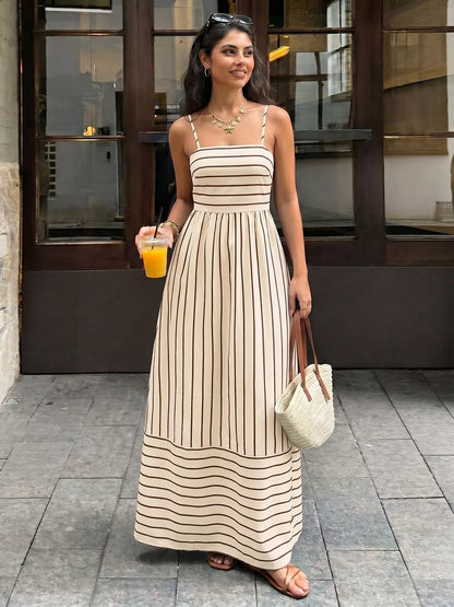 Celeste Striped Linen Maxi Dress