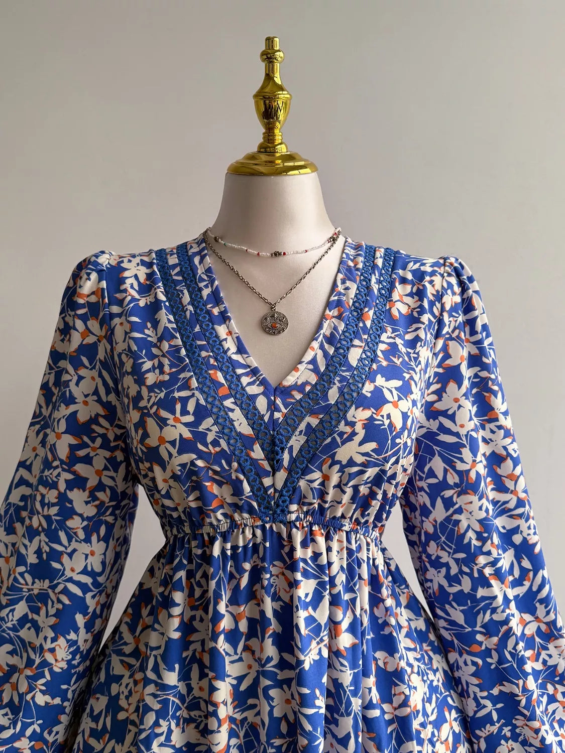 Violet Floral Maxi Dress with Flutter Sleeves