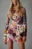 Ophelia Floral Appliqué Backless Mini Dress