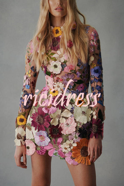 Ophelia Floral Appliqué Backless Mini Dress