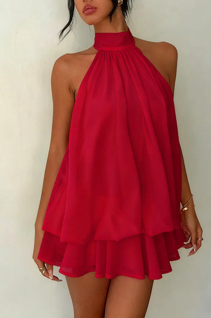 Valentina Chiffon Halter Mini Dress