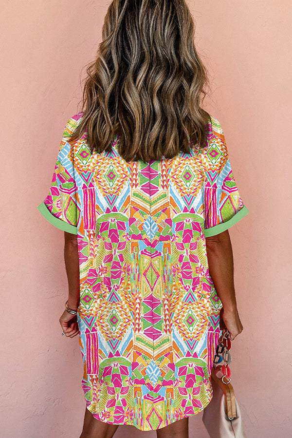 Margot Print Lapel Shirt Dress