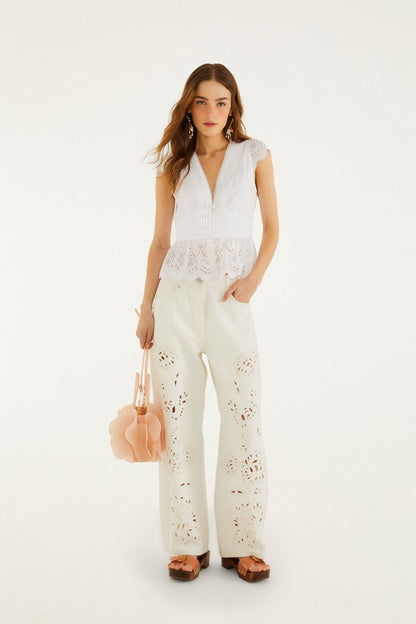 Isabelle Scallop Linen Maxi Dress