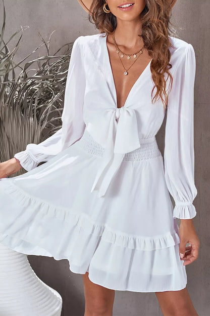 Valentina Ruffle Mini Dress in Hot Pink