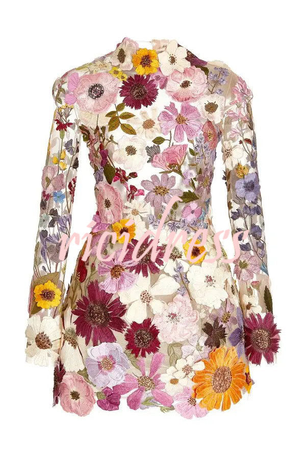 Ophelia Floral Appliqué Backless Mini Dress