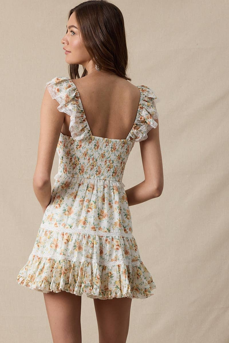 Honeyblossom Floral Tiered Mini Dress