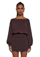 Arabella Luxe Mini Dress in Chocolate