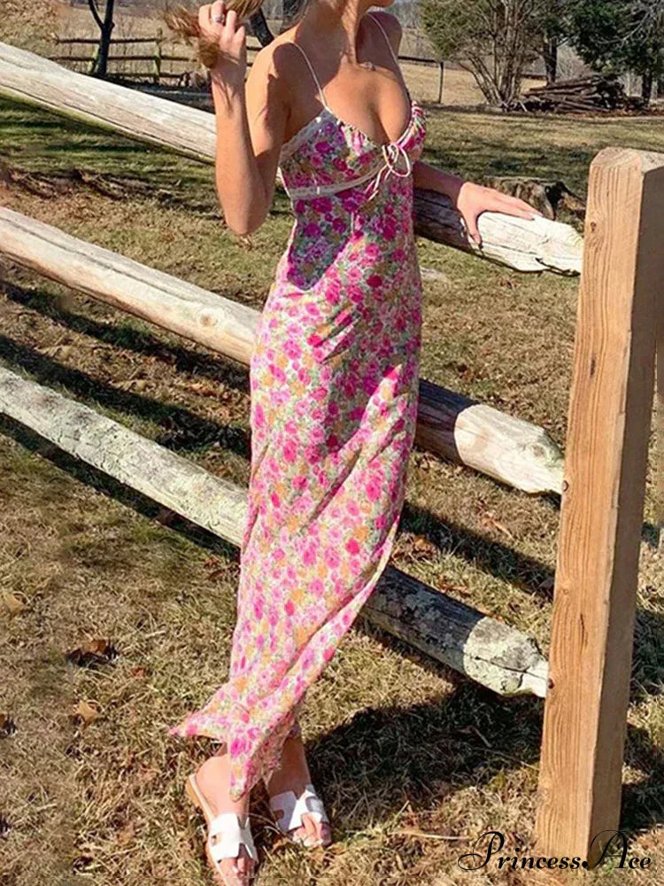Valentina Floral Spaghetti Strap Maxi Dress