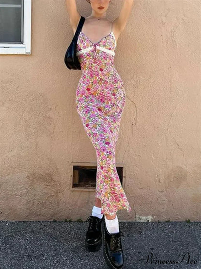 Valentina Floral Spaghetti Strap Maxi Dress