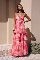 Valentina Silk Maxi Dress in Blush