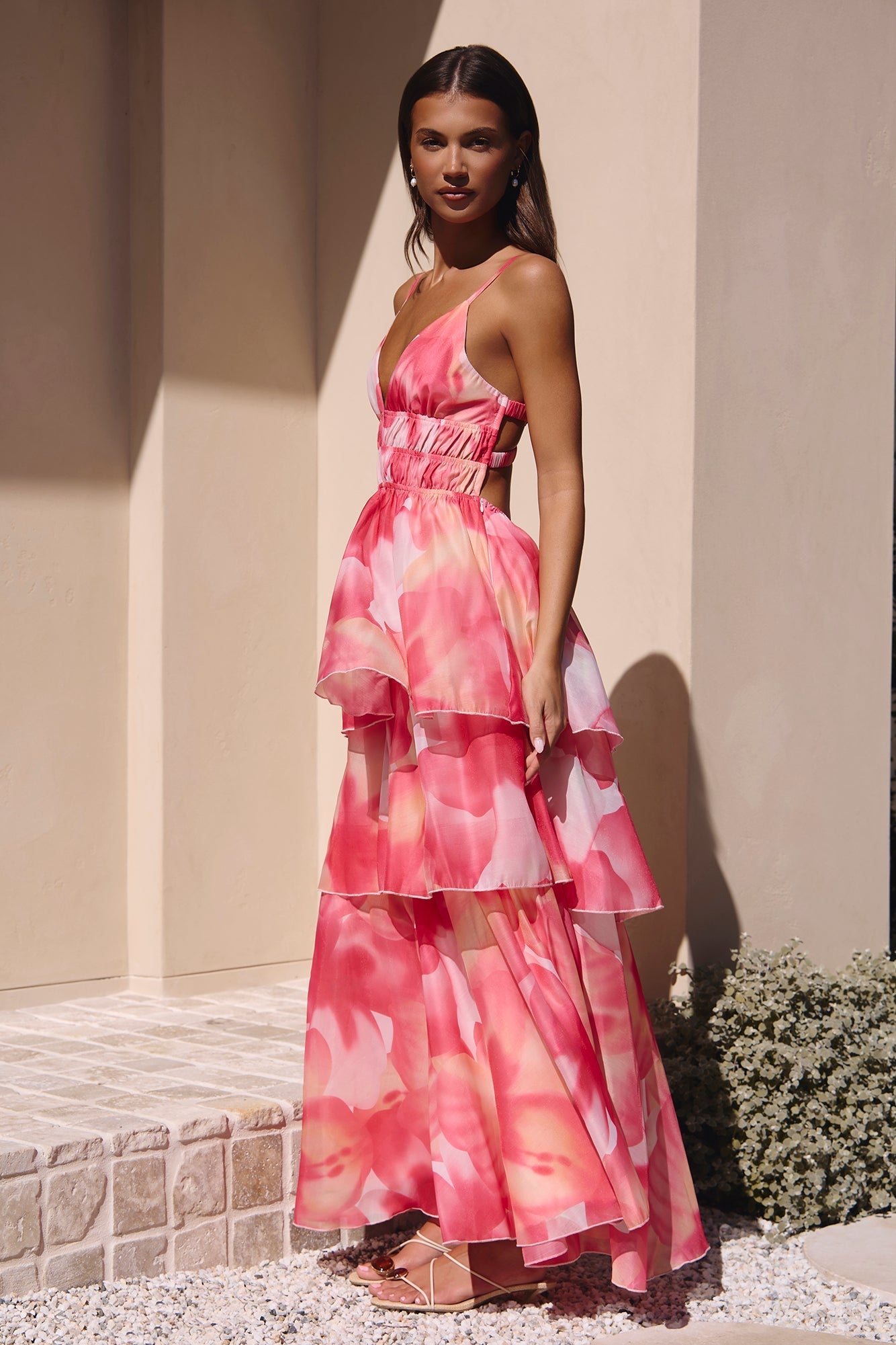Valentina Silk Maxi Dress in Blush
