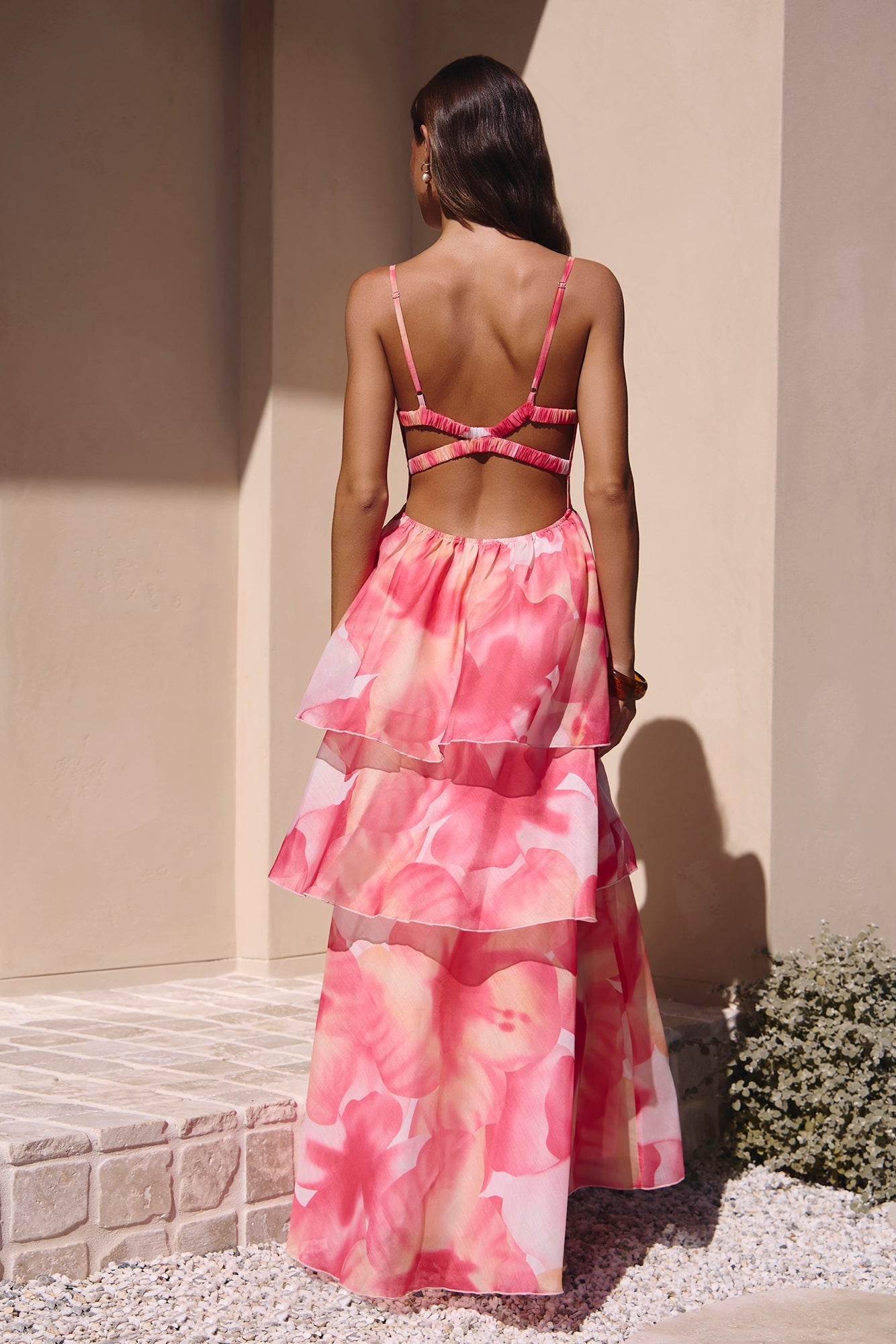 Valentina Silk Maxi Dress in Blush