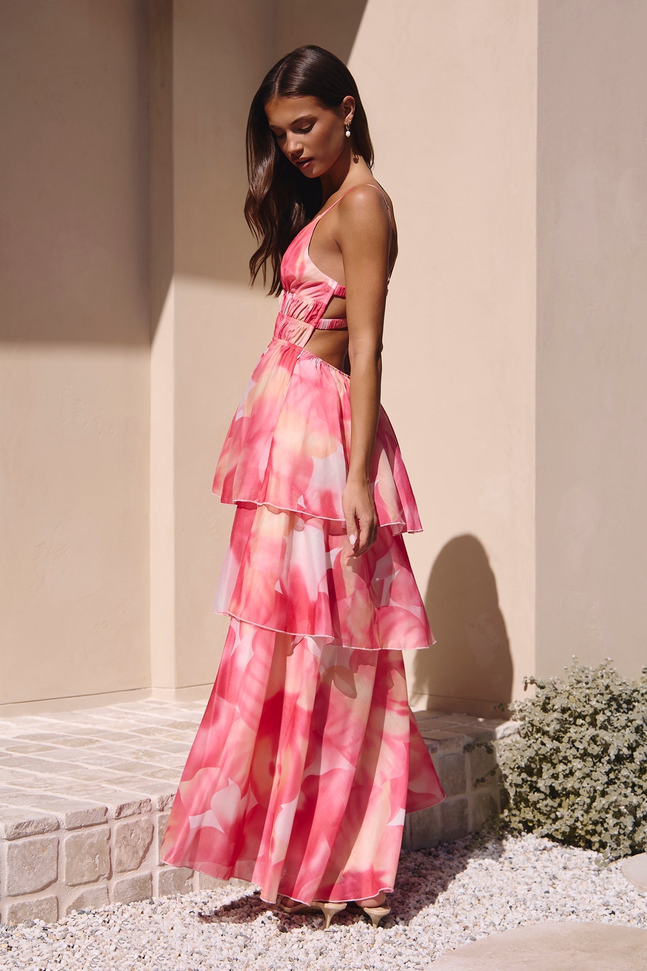 Valentina Silk Maxi Dress in Blush
