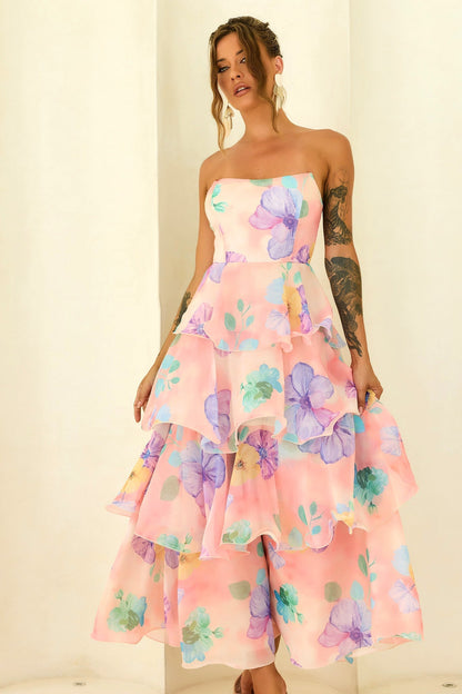 Arabella Chiffon Maxi Dress in Yellow Multi