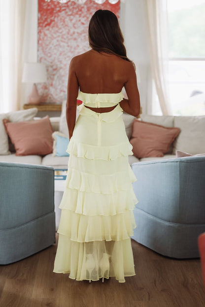 Margot Silk Maxi Dress in Butter Yellow
