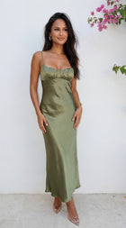 Olivienne Satin Maxi Dress in Sage