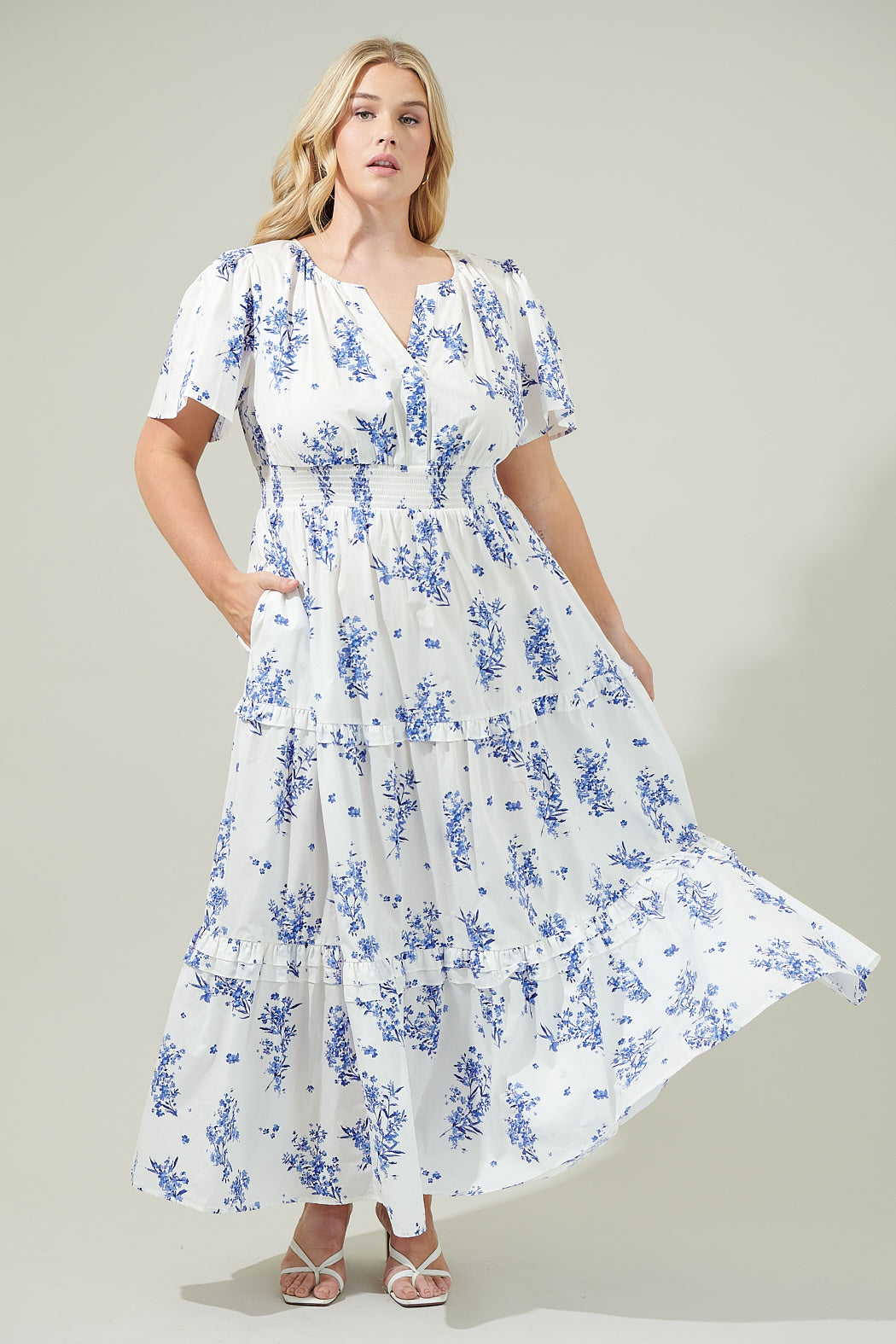 Bestia Floral Poplin Tiered Maxi Dress